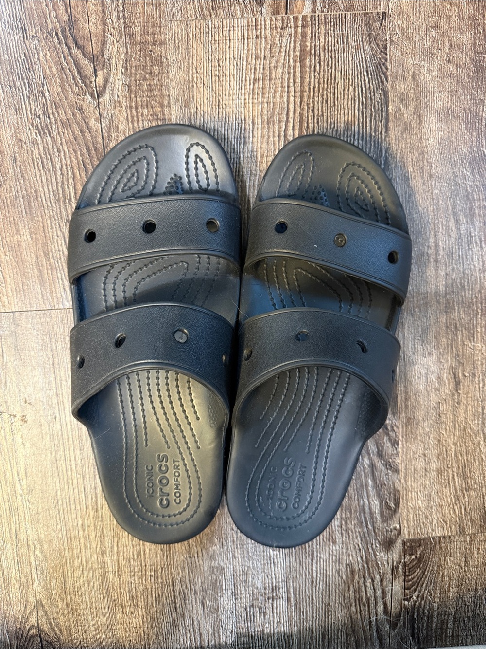 CROCS Black Dual-Strap Slide Sandals